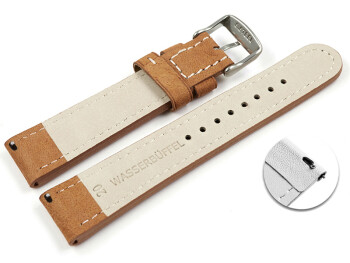 Schnellwechsel Uhrenarmband Wasserbüffel Leder hellbraun 22mm Stahl