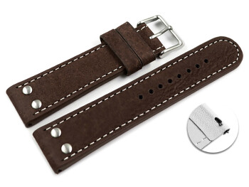 XL Schnellwechsel Uhrenarmband Wasserbüffel Leder dunkelbraun 20mm Stahl