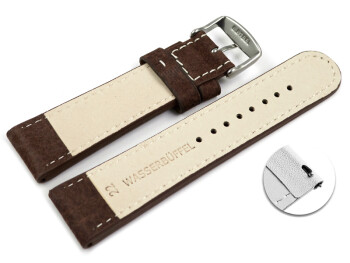 XL Schnellwechsel Uhrenarmband Wasserbüffel Leder dunkelbraun 20mm Stahl