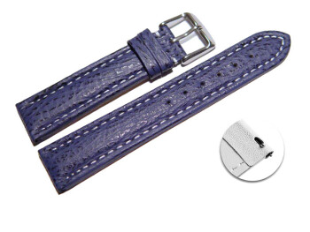 XL Schnellwechsel Uhrenarmband gepolstert echt Hai dunkelblau 24mm Stahl
