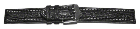 XL Schnellwechsel Uhrenarmband gepolstert echt Hai schwarz 18mm Stahl