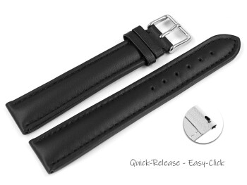 XL Schnellwechsel Uhrenarmband Leder Glatt schwarz TiT 20mm Stahl