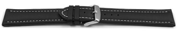 XL Schnellwechsel Uhrenarmband Leder Glatt schwarz 20mm Stahl