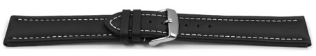 XL Schnellwechsel Uhrenarmband Leder Glatt schwarz 22mm Stahl