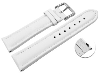 XL Schnellwechsel Uhrenarmband Leder Glatt weiß 24mm Stahl