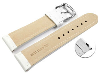 XL Schnellwechsel Uhrenarmband Leder Glatt weiß 24mm Stahl