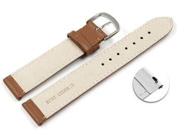 Schnellwechsel Uhrenarmband glattes Leder hellbraun 13mm Stahl