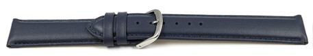 Schnellwechsel Uhrenarmband glattes Leder dunkelblau 17mm Stahl