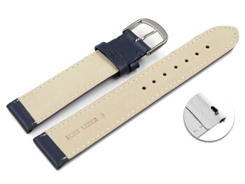 Schnellwechsel Uhrenarmband glattes Leder dunkelblau 21mm Stahl