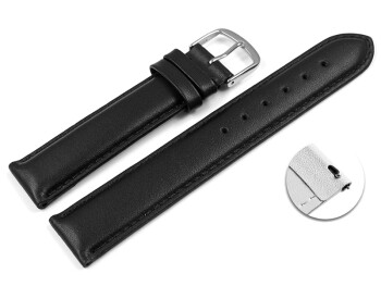 Schnellwechsel Uhrenarmband glattes Leder schwarz 13mm Gold