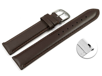 Schnellwechsel Uhrenarmband glattes Leder dunkelbraun 21mm Gold