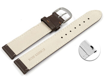 Schnellwechsel Uhrenarmband glattes Leder dunkelbraun 21mm Gold
