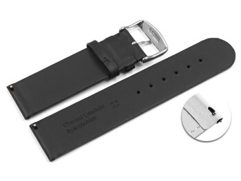 Schnellwechsel Uhrenarmband hydrophobiertes Leder - Wasserfest - schwarz 12mm Stahl