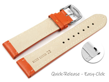 Schnellwechsel Uhrenarmband - echt Leder - glatt - orange 20mm Gold