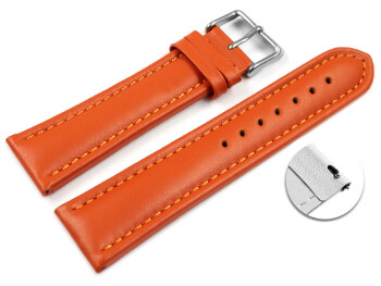 Schnellwechsel Uhrenarmband - echt Leder - glatt - orange 22mm Stahl