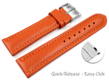 Schnellwechsel Uhrenarmband - echt Leder - glatt - orange 24mm Stahl