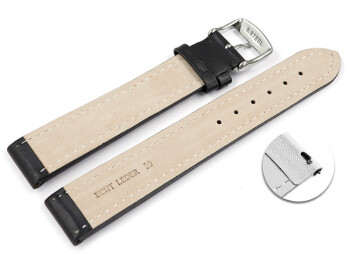 Schnellwechsel Uhrenarmband - echt Leder - glatt - schwarz TiT 24mm Stahl
