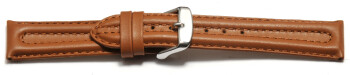 Schnellwechsel Uhrenarmband - echt Leder - doppelte Wulst - glatt - hellbraun 18mm Stahl