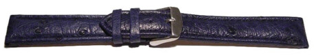 Schnellwechsel Uhrenarmband echt Strauss dunkelblau 22mm Stahl