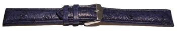 Schnellwechsel Uhrenarmband echt Strauss dunkelblau 22mm Stahl
