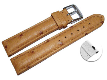 Schnellwechsel Uhrenarmband echt Strauss natur 24mm Gold