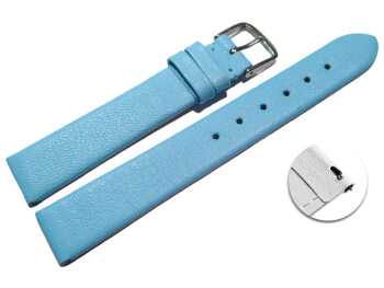 Schnellwechsel Uhrenarmband Leder Business hellblau 18mm Gold