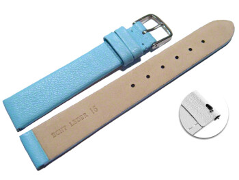 Schnellwechsel Uhrenarmband Leder Business hellblau 18mm Gold