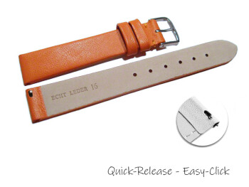 Schnellwechsel Uhrenarmband Leder Business orange 16mm Stahl
