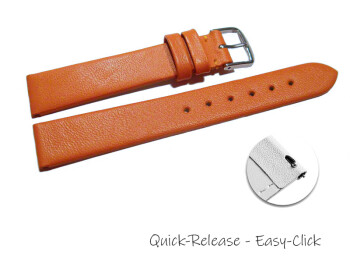 Schnellwechsel Uhrenarmband Leder Business orange 16mm Gold