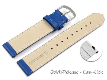 Schnellwechsel Uhrenarmband blau glattes Leder leicht gepolstert 20mm Stahl