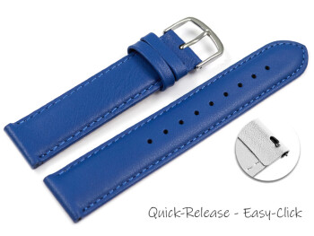Schnellwechsel Uhrenarmband echt Leder - Smooth - blau - 20mm Stahl