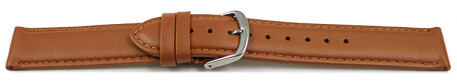 Schnellwechsel Uhrenarmband hellbraun glattes Leder leicht gepolstert 18mm Stahl
