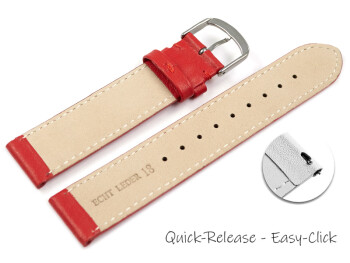 Schnellwechsel Uhrenarmband rot glattes Leder leicht gepolstert 12mm Stahl