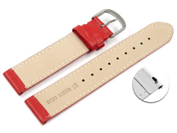 Schnellwechsel Uhrenarmband rot glattes Leder leicht gepolstert 18mm Gold