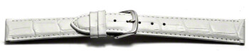 Schnellwechsel Uhrenarmband - echt Leder - Kroko Prägung - weiß - 16mm Gold