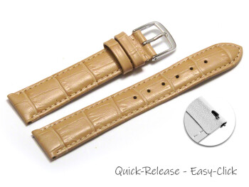 Schnellwechsel Uhrenarmband - echt Leder - Kroko Prägung - sand - 12mm Gold