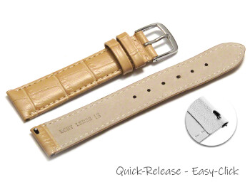 Schnellwechsel Uhrenarmband - echt Leder - Kroko Prägung - sand - 16mm Stahl
