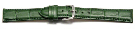 Schnellwechsel Uhrenarmband - echt Leder - Kroko Prägung - grün - 16mm Gold