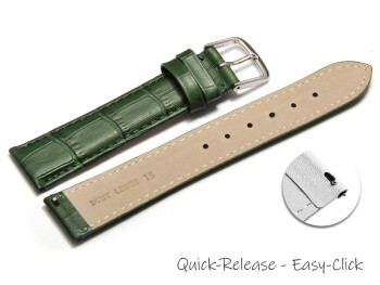 Schnellwechsel Uhrenarmband - echt Leder - Kroko Prägung - grün - 16mm Gold