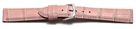 Schnellwechsel Uhrenarmband - echt Leder - Kroko Prägung - rosa - 18mm Stahl