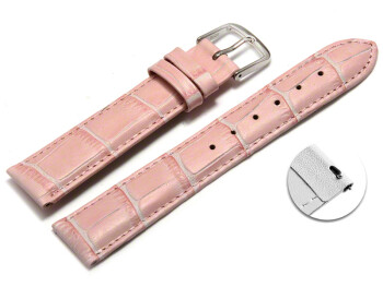Schnellwechsel Uhrenarmband - echt Leder - Kroko Prägung - rosa - 22mm Gold