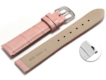 Schnellwechsel Uhrenarmband - echt Leder - Kroko Prägung - rosa - 22mm Gold