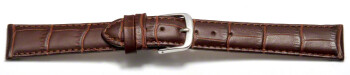 Schnellwechsel Uhrenarmband - echt Leder - Kroko Prägung - dunkelbraun - 12mm Gold