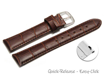 Schnellwechsel Uhrenarmband - echt Leder - Kroko Prägung - dunkelbraun - 18mm Stahl