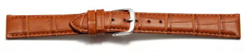 Schnellwechsel Uhrenarmband - echt Leder - Kroko Prägung - hellbraun - 14mm Stahl