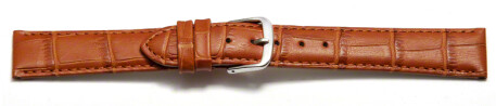 Schnellwechsel Uhrenarmband - echt Leder - Kroko Prägung - hellbraun - 16mm Stahl