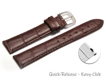 Schnellwechsel Uhrenarmband - echt Leder - Kroko Prägung - bordeaux - 16mm Stahl