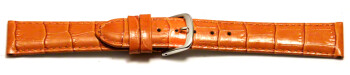 Schnellwechsel Uhrenarmband - echt Leder - Kroko Prägung - orange - 12mm Stahl