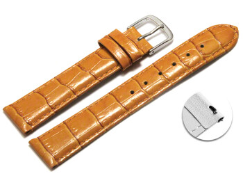 Schnellwechsel Uhrenarmband - echt Leder - Kroko Prägung - orange - 20mm Stahl