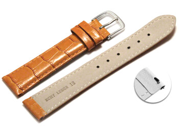 Schnellwechsel Uhrenarmband - echt Leder - Kroko Prägung - orange - 20mm Stahl